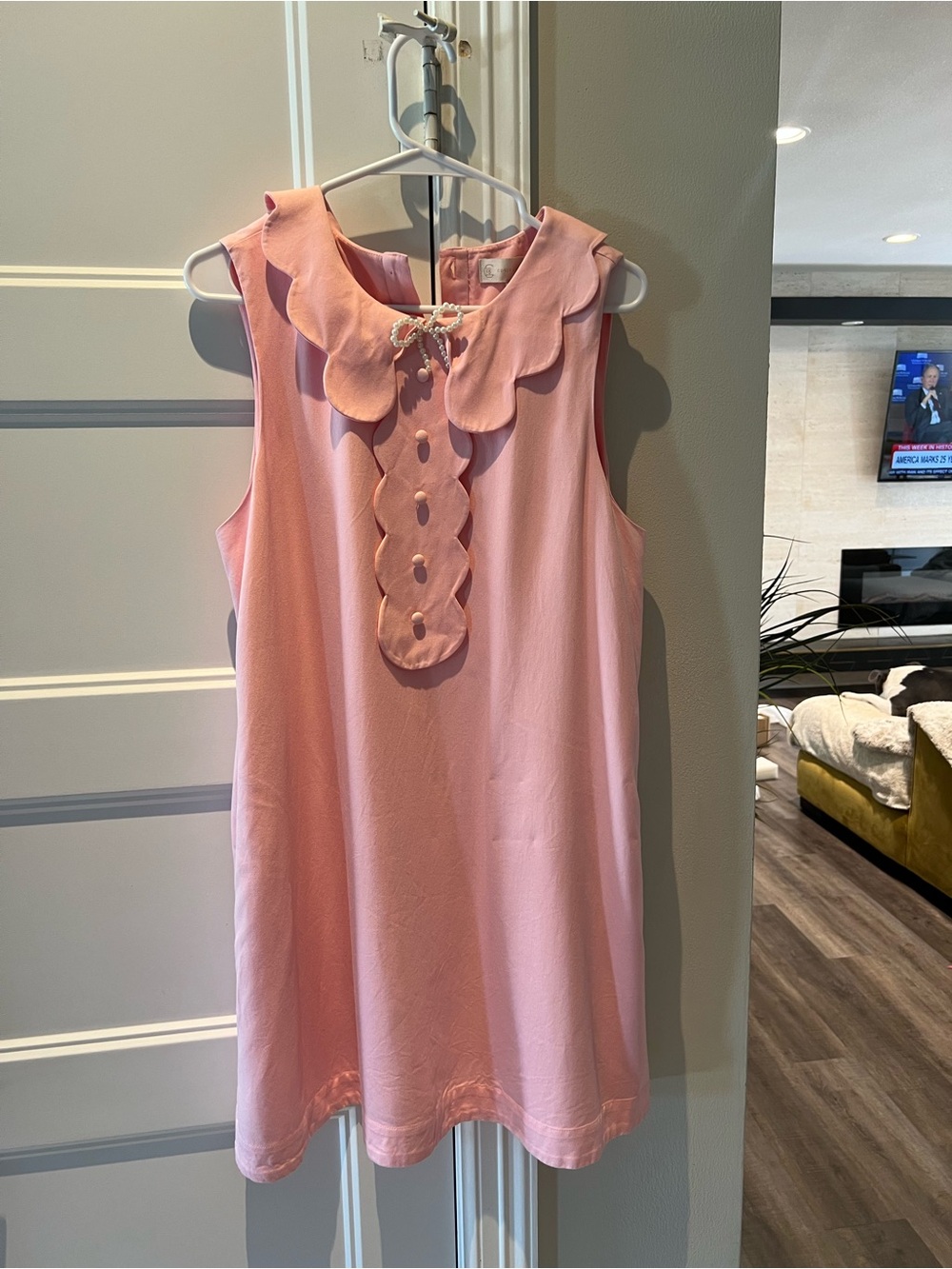 Corey Lynn Calter Pink Scalloped Collar Sleeveless Dress